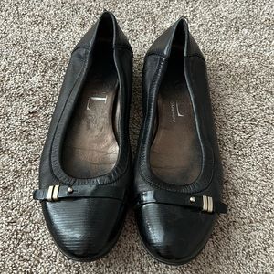 Black Leather AGL flats